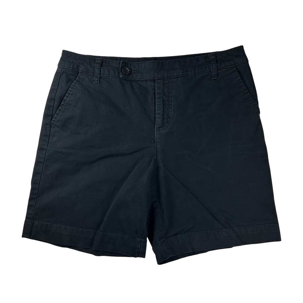 Style & Co Womens Black Chino Shorts Size 8 Stretch Cotton Mid Rise Casual